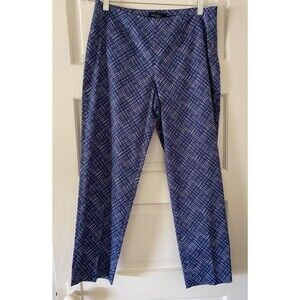 PIAZZA SEMPIONE Audrey capri pant indigo blue white print cotton sz 42 (6)  $450